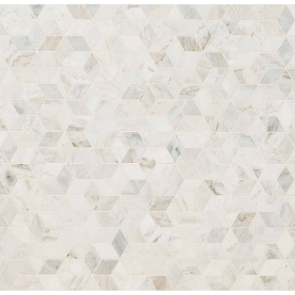 Msi Arabescato Venato White 11.73 In X 13.47 In. Cube Honed Marble Mosaic Tile, 10PK ZOR-MD-0383 - main